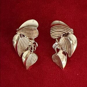 Vintage BSK Silver Heart Earrings